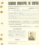 Registo de matricula de carroceiro de 2 ou mais animais em nome de Serafim Carvalho, morador em Rio de Mouro, com o nº de inscrição 1943.