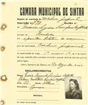 Registo de matricula de cocheiro profissional em nome de Maria Lídia Sampaio Batista, moradora em Ranholas, com o nº de inscrição 798.