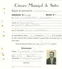 Registo de matricula de carroceiro em nome de José Francisco Medina, morador em Ranholas, com o nº de inscrição 1932.