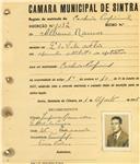 Registo de matricula de cocheiro profissional em nome de Albano Ramos, morador na Quinta do Vale Flor, com o nº de inscrição 1032.