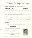 Registo de matricula de carroceiro em nome de Maria Faustina, moradora em Odrinhas, com o nº de inscrição 2059.