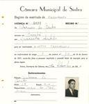 Registo de matricula de carroceiro em nome de Vitorino de Brito, morador na Baratã, com o nº de inscrição 2039.