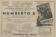 Programa do filme "Humberto D" com a participação de Vittorio de Sica.