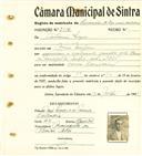 Registo de matricula de carroceiro de 2 ou mais animais em nome de António Lopes, morador em Mem Martins, com o nº de inscrição 2110.