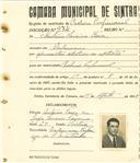 Registo de matricula de cocheiro profissional em nome de António Saraiva Faria, morador em Galamares, com o nº de inscrição 974.