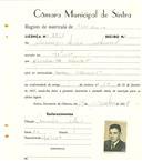 Registo de matricula de carroceiro em nome de Domingos Teles Antunes, morador na Tojeira de inscrição 1990.