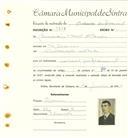Registo de matricula de cocheiro profissional em nome de Bernardino Vicente Ribeiro, morador em São Marcos, com o nº de inscrição 1209.