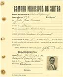 Registo de matricula de cocheiro profissional em nome de Júlio José Ferreira, morador em Colares, com o nº de inscrição 733.