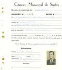 Registo de matricula de carroceiro em nome de Esmeraldo Nunes Lourenço, morador em Ranholas, com o nº de inscrição 1903.