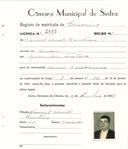 Registo de matricula de carroceiro em nome de Manuel Vicente Quintino, morador na Barrosa, com o nº de inscrição 2050.