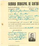 Registo de matricula de cocheiro profissional em nome de Heliodoro José Soares de Oliveira, morador em Mem Martins, com o nº de inscrição 917.