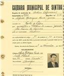 Registo de matricula de cocheiro profissional em nome de Alfredo Rodrigues Conde Júnior, morador na Fonte da Pedra, com o nº de inscrição 923.