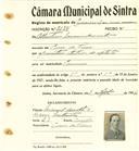 Registo de matricula de carroceiro de 2 ou mais animais em nome de Albertina Maria Duarte, moradora em Covas de Ferro, com o nº de inscrição 2134.