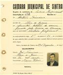 Registo de matricula de cocheiro profissional em nome de António Francisco, morador em Rio de Mouro, com o nº de inscrição 623.