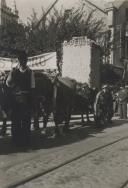 Carro de bois representando a freguesia de São Pedro durante um cortejo de oferendas na Avenida Heliodoro Salgado, na Estefânia.