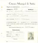 Registo de matricula de carroceiro em nome de José Manuel Correia Coias, morador na Penha Longa, com o nº de inscrição 2042.
