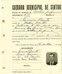 Registo de matricula de cocheiro profissional em nome de Francisco Bento, morador em Mem Martins, com o nº de inscrição 611.