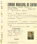 Registo de matricula de cocheiro profissional em nome de Quirino Duarte Rebelo, morador na Várzea de Sintra, com o nº de inscrição 697.