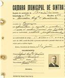 Registo de matricula de cocheiro amador em nome de Amadeu Augusto de Andrade, morador em Carenque, com o nº de inscrição 944.