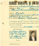 Registo de matricula de cocheiro profissional em nome de Manuel Fernandes Salvador, morador em Sacotes, com o nº de inscrição 922.