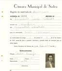 Registo de matricula de carroceiro em nome de Liberdade [...] Pedroso, moradora em Carenque, com o nº de inscrição 2034.