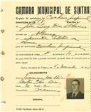Registo de matricula de cocheiro profissional em nome de João Luís Dias de Oliveira, morador em Albarraque, com o nº de inscrição 615.