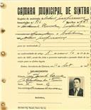 Registo de matricula de cocheiro profissional em nome de António Manuel, morador em Pero Pinheiro, com o nº de inscrição 912.
