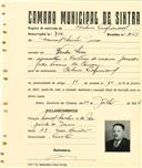 Registo de matricula de cocheiro profissional em nome de Manuel Sainhos Janica, morador em Venda Seca, com o nº de inscrição 712.
