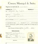 Registo de matricula de carroceiro em nome de Alfredo da Silva, morador em Queluz, com o nº de inscrição 1973.