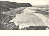 Reprodução de um bilhete postal com a praia Grande  no inicio do século XX.