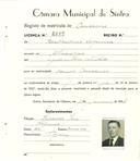 Registo de matricula de carroceiro em nome de Bernardino Nogueira, morador em Albarraque, com o nº de inscrição 2057.