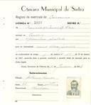 Registo de matricula de carroceiro em nome de Francisco da Conceição Luz, morador em Queluz, com o nº de inscrição 2060.
