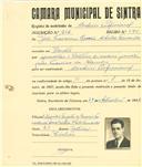 Registo de matricula de cocheiro profissional em nome de João Francisco Romão Chedos Fernandes, morador na Baratã, com o nº de inscrição 912.