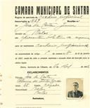 Registo de matricula de cocheiro profissional em nome de José da Costa Júnior, morador em Belas, com o nº de inscrição 659.