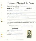 Registo de matricula de carroceiro em nome de João Duarte dos Santos, morador em Alpolentim, com o nº de inscrição 1907.