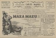Programa do filme "Mara Maru" com a participação de Errol Flynn e Ruth Roman.