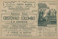 Programa do filme "Cristovão Colombo e a  América" com a participação de António Vilar, Virgílio Teixeira e Amparo Rivelles.