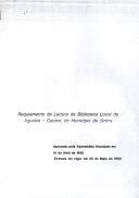 Regulamento de Leitura da Biblioteca Local de Agualva-Cacém do Município de Sintra.