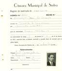 Registo de matricula de carroceiro em nome de Domingos José de Araújo, morador em [...] de Penafirme, com o nº de inscrição 1985.