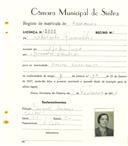 Registo de matricula de carroceiro em nome de Adelaide Ramalho, moradora em Alfaquiques, com o nº de inscrição 2000.