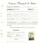 Registo de matricula de carroceiro em nome de José Francisco Isidoro, morador no Algueirão, com o nº de inscrição 1926.