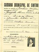 Registo de matricula de cocheiro amador em nome de Graziela Alvares Pereira de Melo, moradora na Quinta da Piedade, com o nº de inscrição 667.