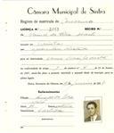Registo de matricula de carroceiro em nome de Manuel da Silva Duarte, morador em Odrinhas, com o nº de inscrição 2063.