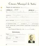 Registo de matricula de carroceiro em nome de Celestino Castanheira Saldanha, morador em Queluz, com o nº de inscrição 2045.