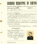 Registo de matricula de carroceiro de 2 ou mais animais em nome de António Pedro, morador em Albogas, com o nº de inscrição 1909.