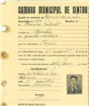 Registo de matricula de carroceiro de 2 bois ou vacas em nome de Francisco Martinho, morador na Abrunheira, com o nº de inscrição 396.