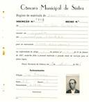 Registo de matricula de carroceiro em nome de Eduardo dos Reis Fonseca, morador em Agualva, com o nº de inscrição 1915.