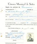 Registo de matricula de carroceiro em nome de Amado Assunção Jorge, morador no Mucifal, com o nº de inscrição 2119.