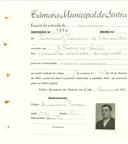 Registo de matricula de carroceiro em nome de Manuel Ferreira de Carvalho, morador em São Pedro de Sintra, com o nº de inscrição 1656.