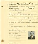Registo de matricula de cocheiro profissional em nome de José Joaquim Gonçalves, morador em Sintra, com o nº de inscrição 1162.